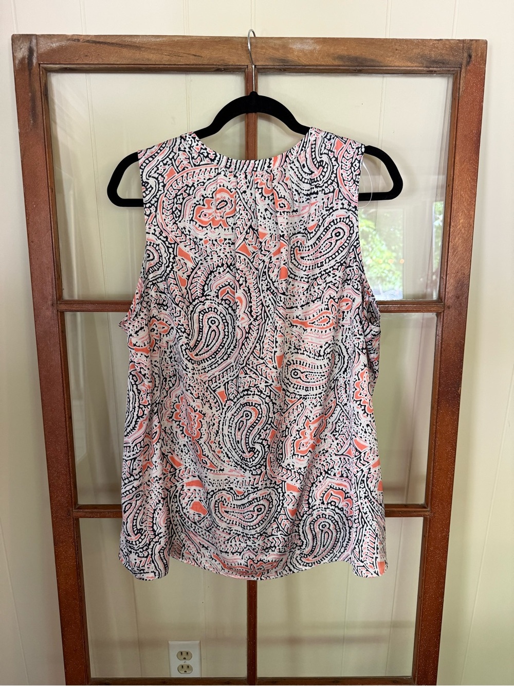 Roz & Ali Coral Paisley Lightweight V-Neck Sleeveless Tank Top Blouse XL - Picture 4 of 5